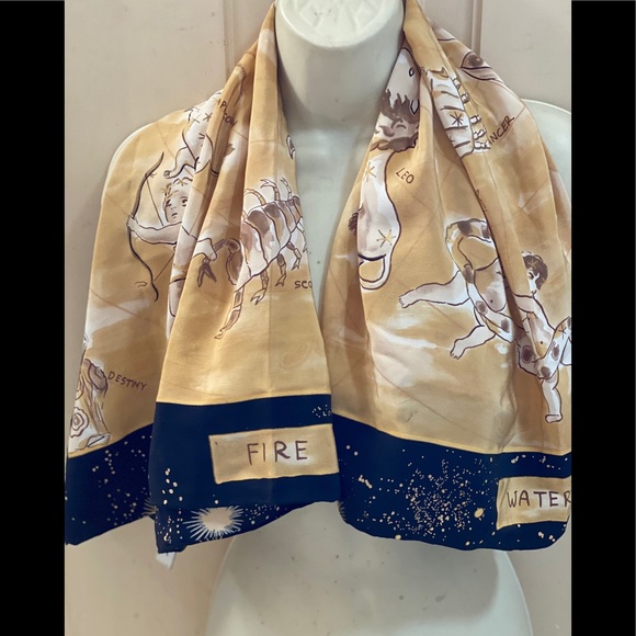 Diane Von Furstenberg silk scarf ZODIAC signs horoscope - Picture 1 of 16